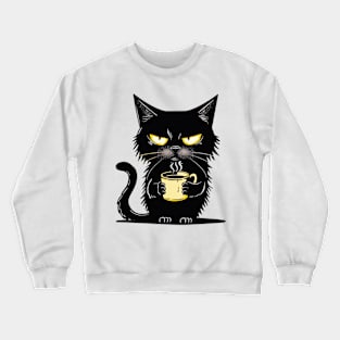 Lazy Cat Drinking Coffee Crewneck Sweatshirt